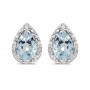 14k White Gold Pear Aquamarine And Diamond Earrings