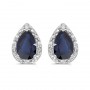 14k White Gold Pear Sapphire And Diamond Earrings