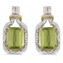 14k Yellow Gold Emerald-cut Peridot And Diamond Earrings