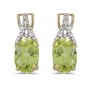 14k Yellow Gold Oval Peridot And Diamond Earrings