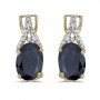 14k Yellow Gold Oval Sapphire And Diamond Earrings