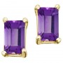 14K Yellow Gold 5x3 Emerald Cut Amethyst Earrings