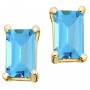 14K Yellow Gold 5x3 Emerald Cut Blue Topaz Earrings