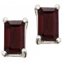 14K White Gold 5x3 Emerald Cut Garnet Earrings