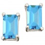 14K White Gold 5x3 Emerald Cut Blue Topaz Earrings