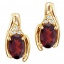 14K Yellow Gold Oval Garnet and Diamond Earrings