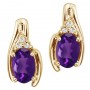 14K Yellow Gold Amethyst and Diamond Earrings