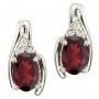 14K White Gold Oval Garnet and Diamond Earrings