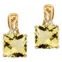 14K Yellow Lemon Quartz and Diamond Filigree Earrings