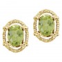 14K Yellow Gold Oval Peridot and Diamond Earrings