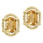 14K Yellow Gold Oval Citrine and Diamond Earrings