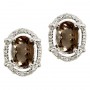 14K White Gold Smoky Topaz and Diamond Earrings