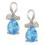 14K White Gold Pear Blue Topaz and Diamond Earrings