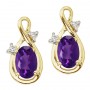 14K Yellow Gold Oval Amethyst and Diamond Figure 8 Earrings