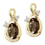 14K Yellow Gold Oval Smoky Topaz and Diamond Figure 8 Earrings