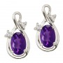 14K White Gold Oval Amethyst and Diamond Figure 8 Earrings