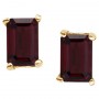 14K Yellow Gold Emerald Cut Garnet Earrings