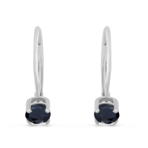 14K White Gold Round Sapphire Leverback Birhtstone Earrings