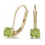 14k Yellow Gold Round Peridot Lever-back Earrings