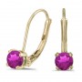 14k Yellow Gold Round Pink Topaz Lever-back Earrings