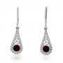 14K White Gold Round Sapphire and Diamond Drop Filigree Precious Wire Earrings