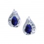 14K White Gold 6x4 Pear Sapphire and Diamond Precious Earrings