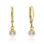 14K Yellow Gold 5mm Pearl Drop Dangle Earrings