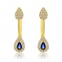 14K Yellow Gold Pear Shape Sapphire and Diamond Double Fashion Earrings