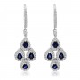14K White Gold 5x3 Pear Shape Sapphire and Diamonds Precious Teardrops Earrings