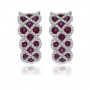 14K White Gold Precious Round Rubies and AA Diamond Euro Back Earrings