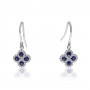 14K White Gold Precious Sapphire and Diamond Clover Drop Earrings on Kidney Wire