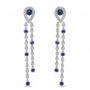 14K White Gold Diamond and Sapphire Long Pear dangle Earrings