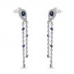 14K White Gold Diamond and Sapphire Long Pear dangle Earrings