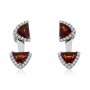 14K White Gold Double Trillion Garnet and Diamond Backset Semi Precious Fashion