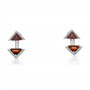 14K White Gold Double Octagon Garnet and Diamond Semi Precious Triangle Fashion