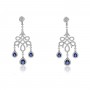 14K White Gold Pear Sapphire and Diamond Precious Chandelier Earrings