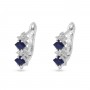 14K White Gold Precious Princess Sapphire and Diamond Huggie Earrings