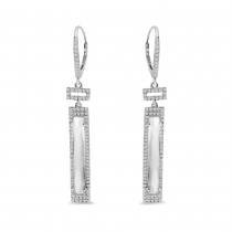 14K White Gold Fancy Cut White Topaz & Diamond Dangle Earrings