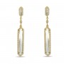 14k Yellow Gold Fancy White Topaz and Diamond Long Semi Precious Dangle earrings