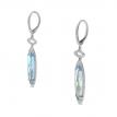 14K White Gold Fancy Long Oval Blue Topaz Semi Precious Dangle Earrings