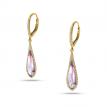 14K Yellow Gold Fancy Pink Amethyst and Diamond Semi Precious Dangle Earrings