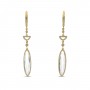 14K Yellow Gold Fancy Oval White Topaz and Diamond Long Dangle Earrings