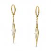 14K Yellow Gold Fancy Diamond Shape White Topaz and Diamond Long Dangle Earrings