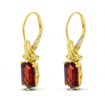 14K Yellow Gold Hexagon Garnet Semi Precious Earrings