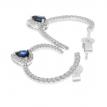 14K White Gold Pear Sapphire and Diamond Front Hoop Precious Earrings