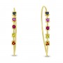 14K Yellow Gold Genuine Rainbow Sapphire Wire Earrings