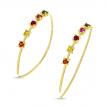 14K Yellow Gold Genuine Rainbow Sapphire Wire Earrings