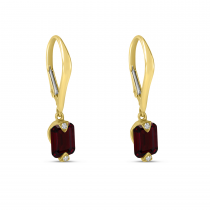 14K Yellow Gold Garnet Hexagon Lever-Back Earrings 