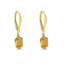 14K Yellow Gold Citrine Hexagon Lever-Back Earrings 