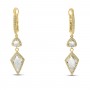 14K Yellow Gold Fancy Cut White Topaz & Diamond Drop Earrings